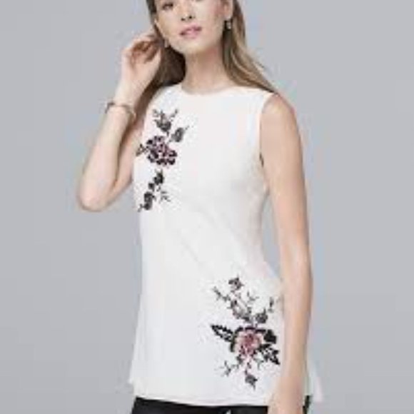 White House Black Market Tops - White House Black Market Floral Embellished Top 12